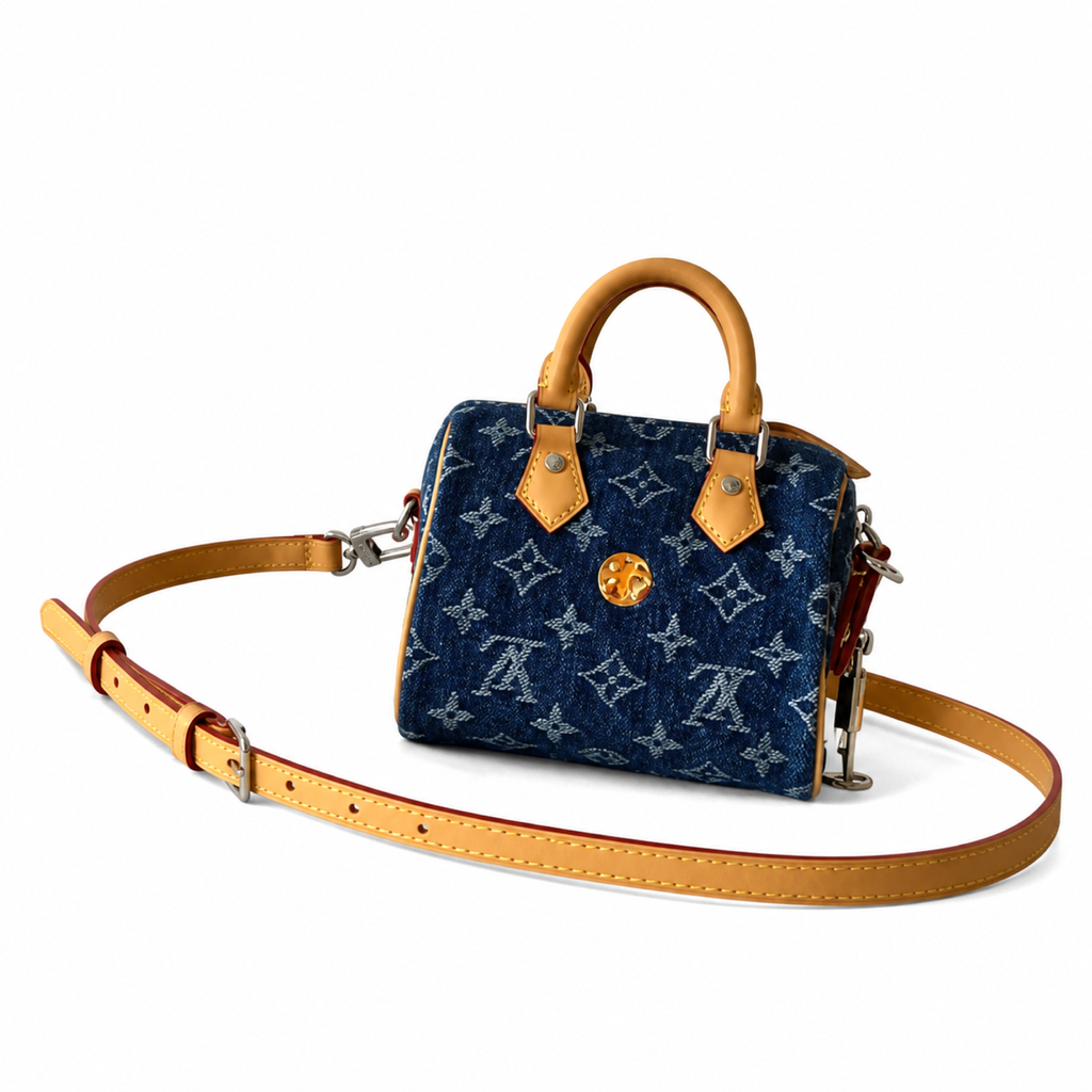 Louis Vuitton Speedy Bandouliere 20 Monogram Denim Cartoon Patch Bag