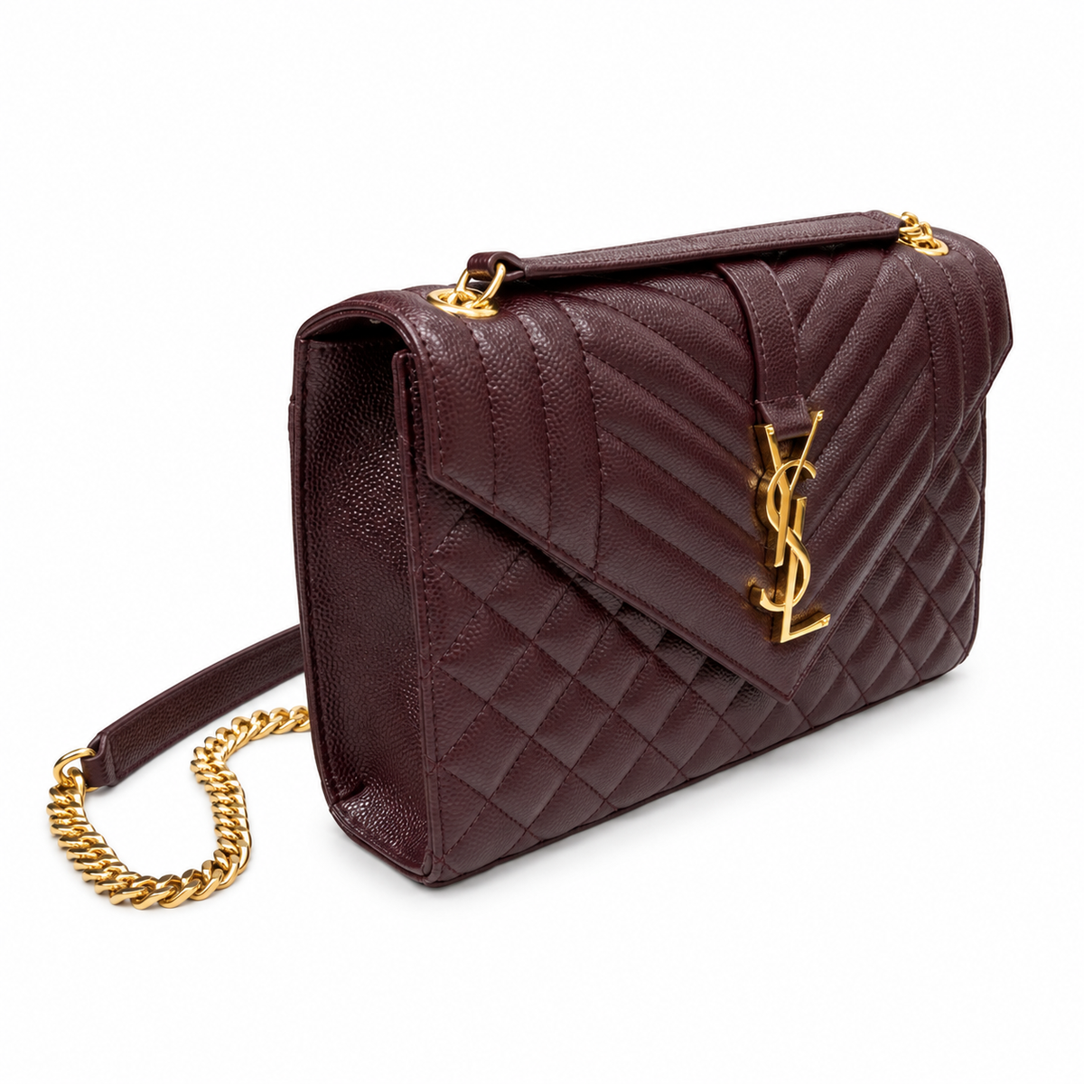 Saint Laurent YSL College Medium – Burgundy Gold