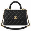 Chanel Coco Handle Quilted Caviar Top Handle Bag Black 23cm