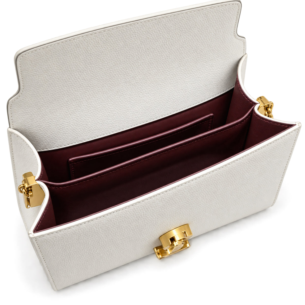 Saint Laurent Cassandra Mini – Cream Smooth Leather Gold