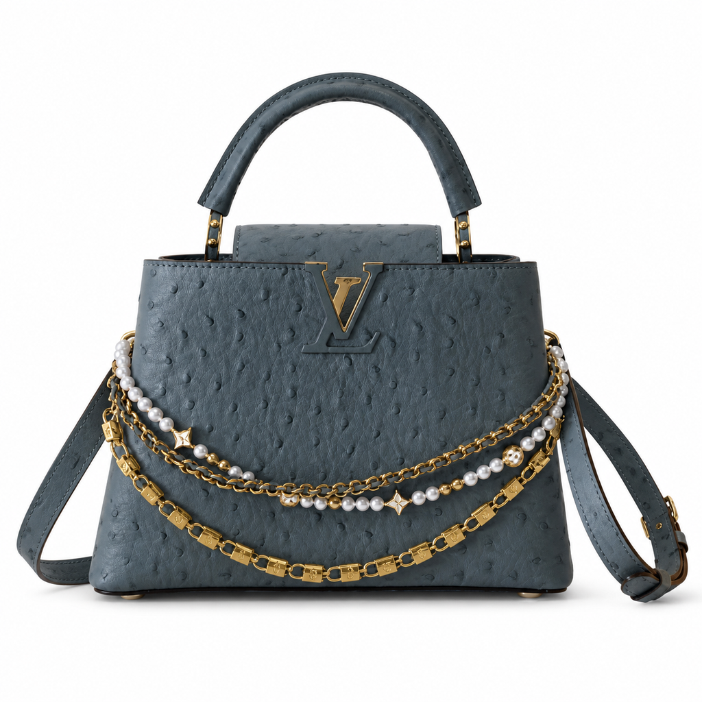 Louis Vuitton Capucines BB – Ostrich Leather Pearl Chain