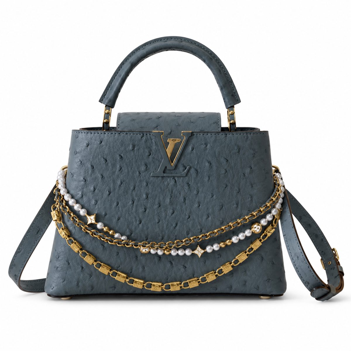 Louis Vuitton Capucines BB – Ostrich Leather Pearl Chain
