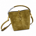 YSL Saint Laurent Suzanne Bucket Bag in Olive Suede