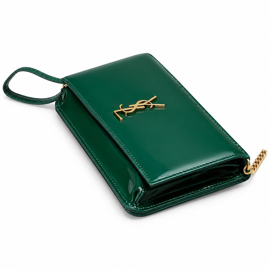 Saint Laurent Kate Chain Wallet Bag in Emerald