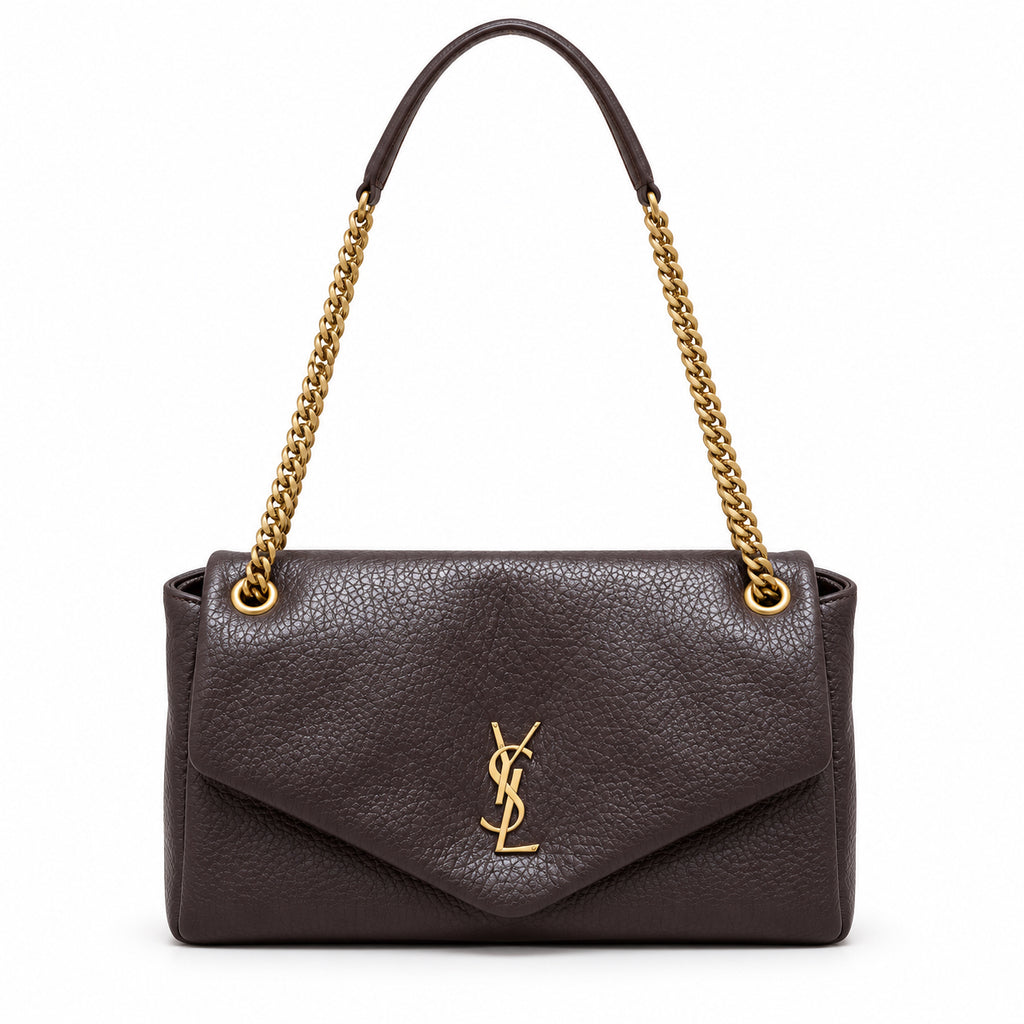 YSL Saint Laurent Envelope Large Chain Shoulder Bag Dark Brown