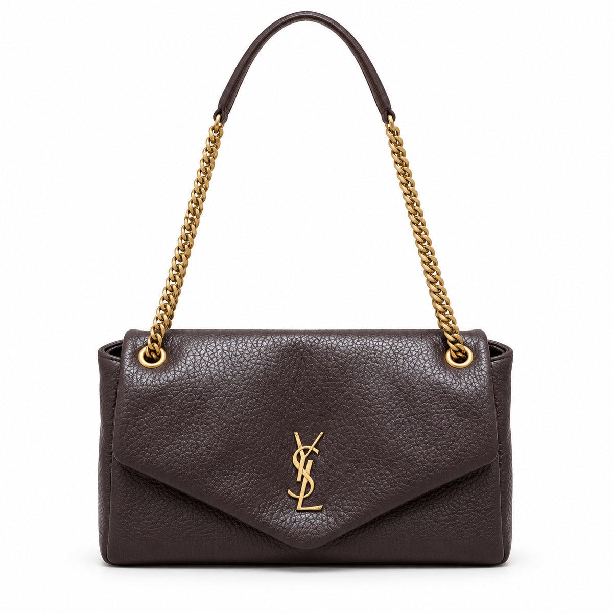YSL Saint Laurent Envelope Large Chain Shoulder Bag Dark Brown