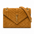 Saint Laurent YSL Envelope Medium – Ginger Suede Gold