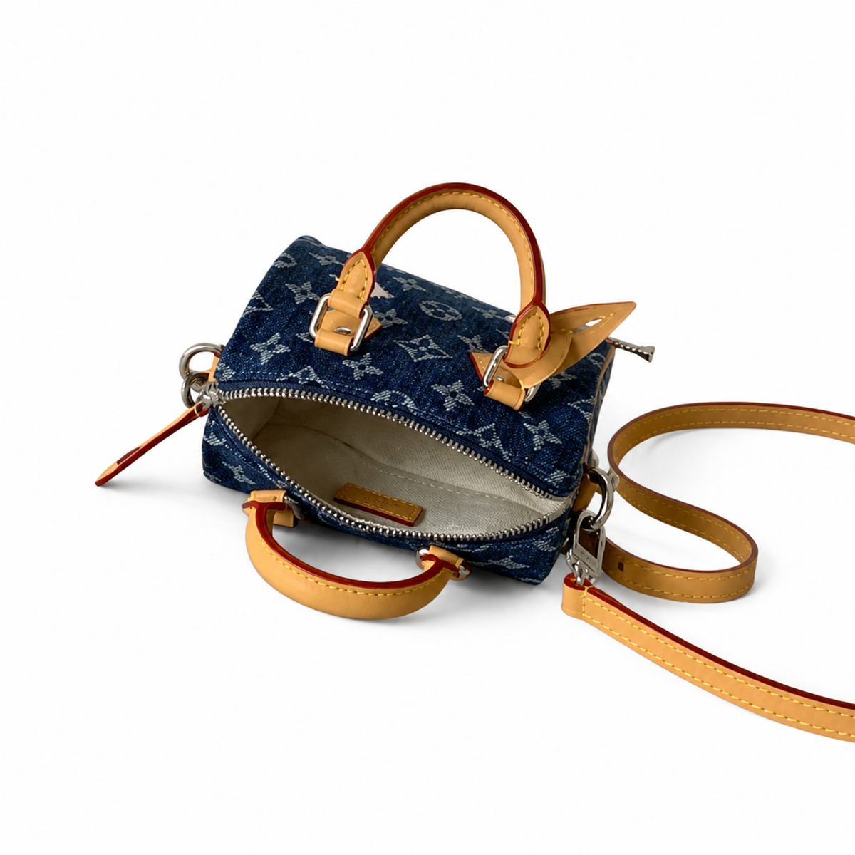 Louis Vuitton Speedy Bandouliere 20 Monogram Denim Cartoon Patch Bag