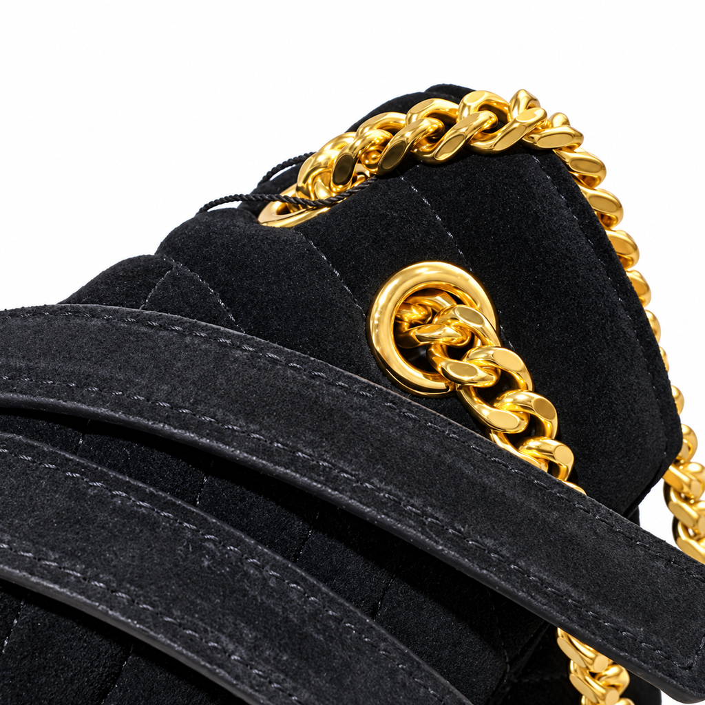 Saint Laurent YSL Envelope Medium – Black Velvet Gold