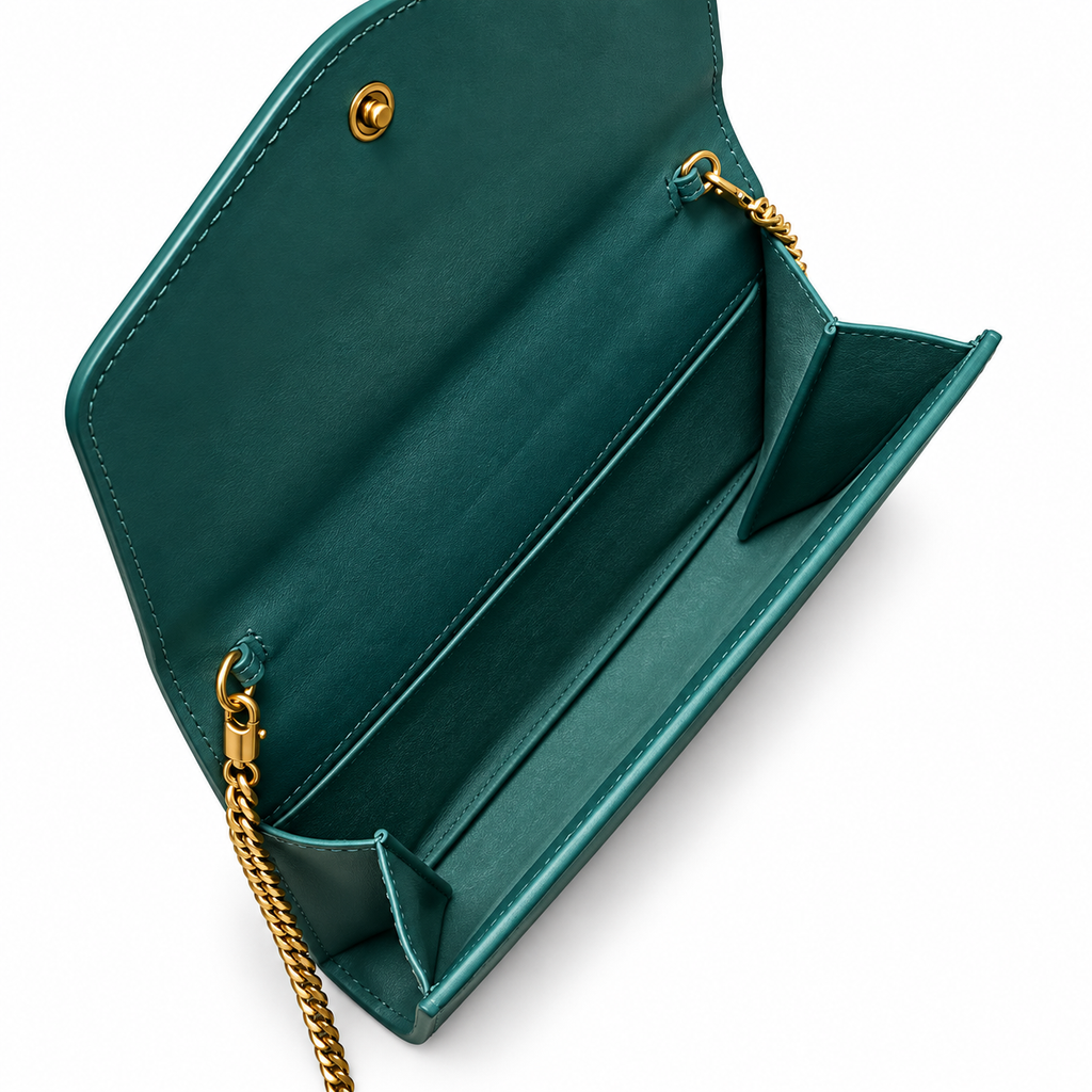 Saint Laurent Cassandra Chain Bag – Green Patent & Card Set