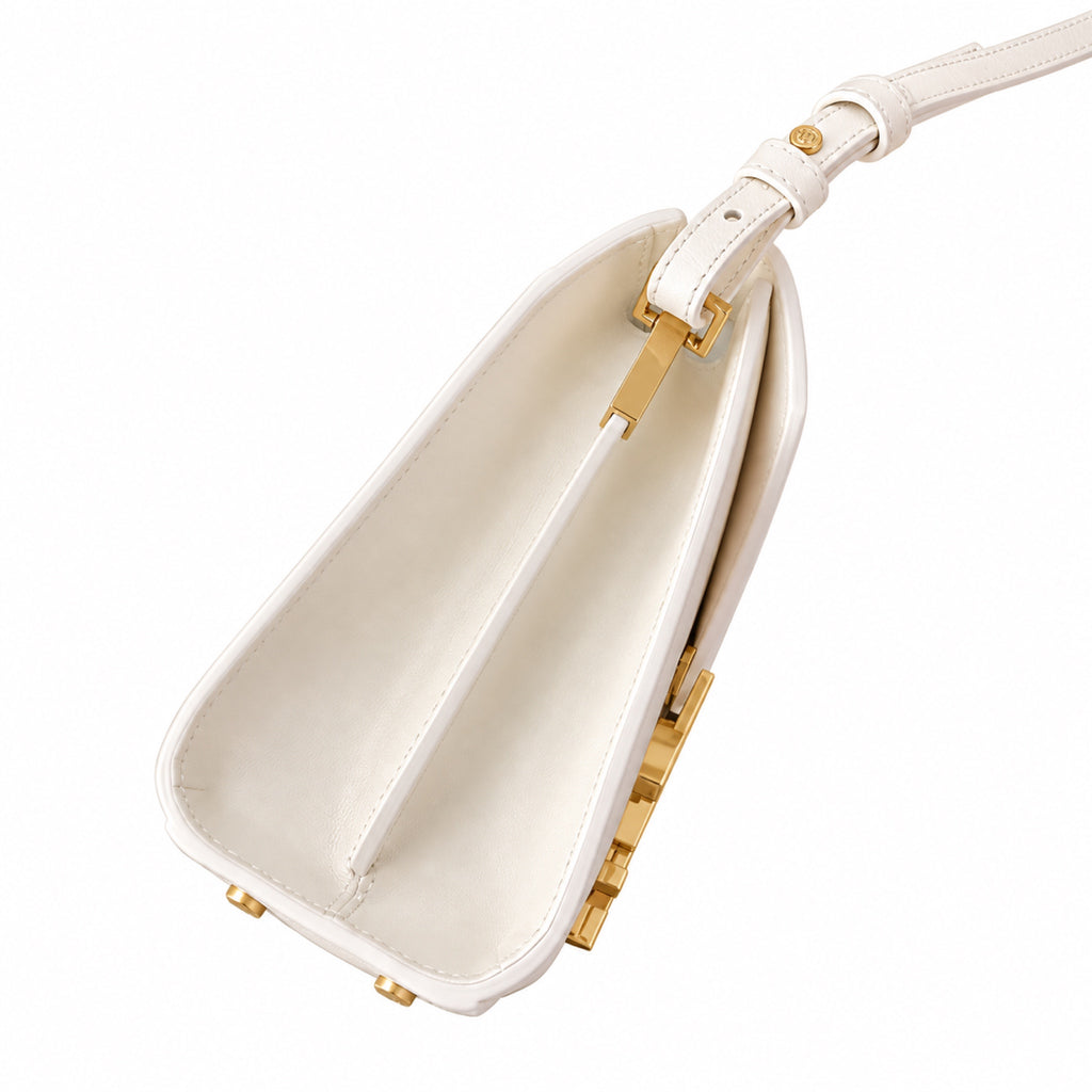 YSL Saint Laurent Cassandra Mini Top Handle Bag Ivory