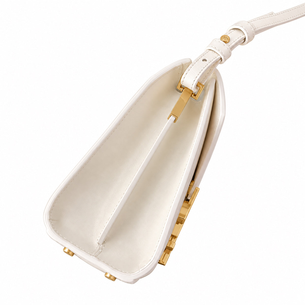 YSL Saint Laurent Cassandra Mini Top Handle Bag Ivory