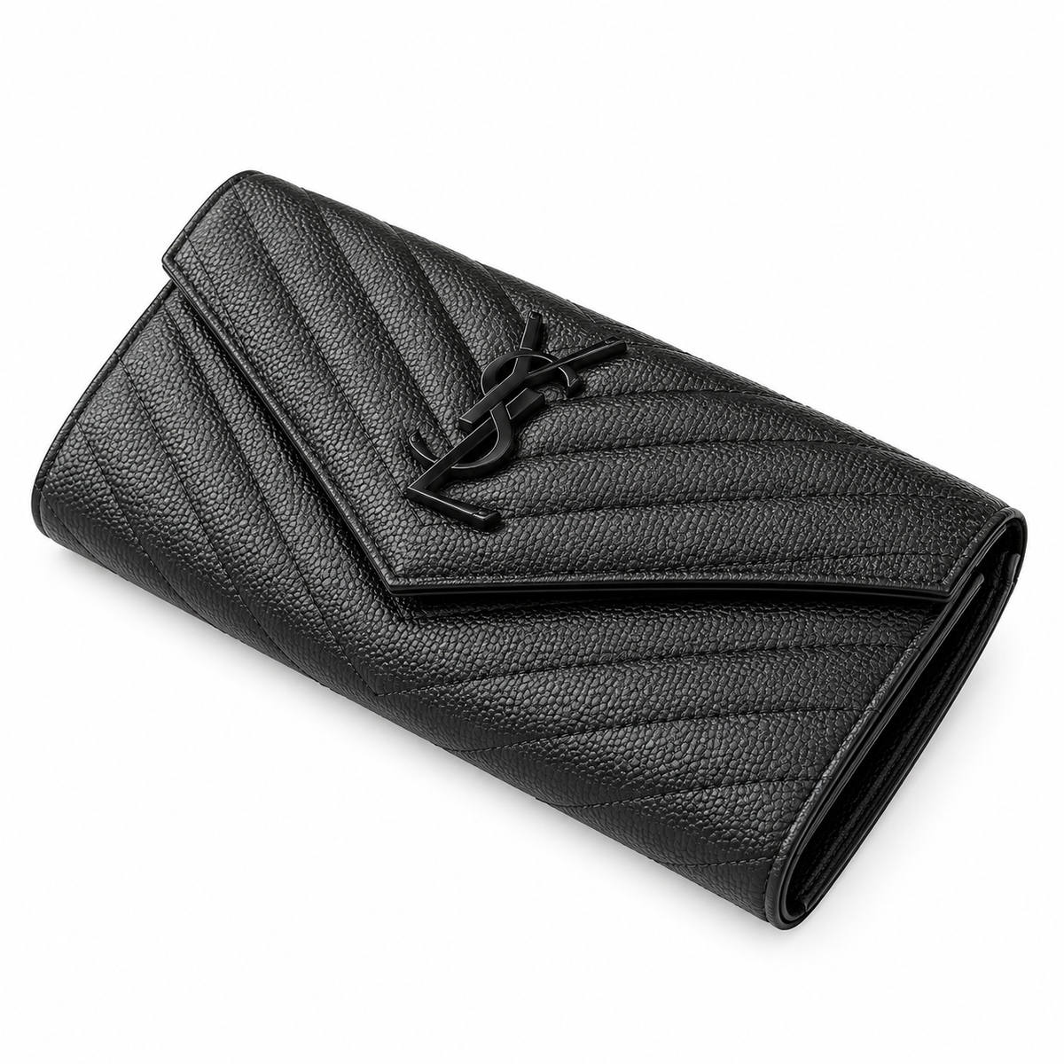 YSL Saint Laurent Monogram Large Flap Wallet Black