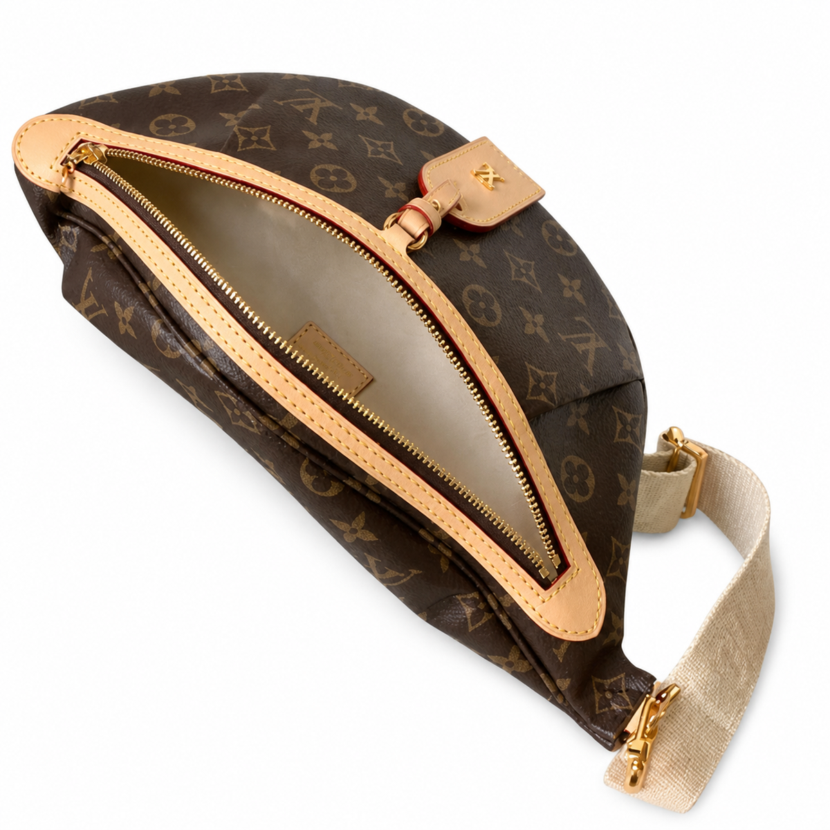 Louis Vuitton Bumbag Monogram Canvas Waist Bag Cream Logo Strap