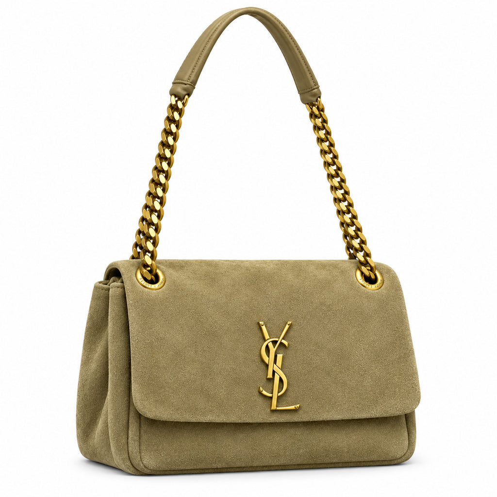 YSL Saint Laurent Calypso Suede Bag – Sage