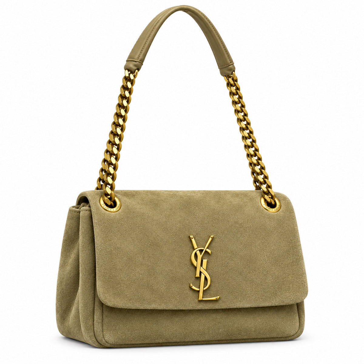 YSL Saint Laurent Calypso Suede Bag – Sage