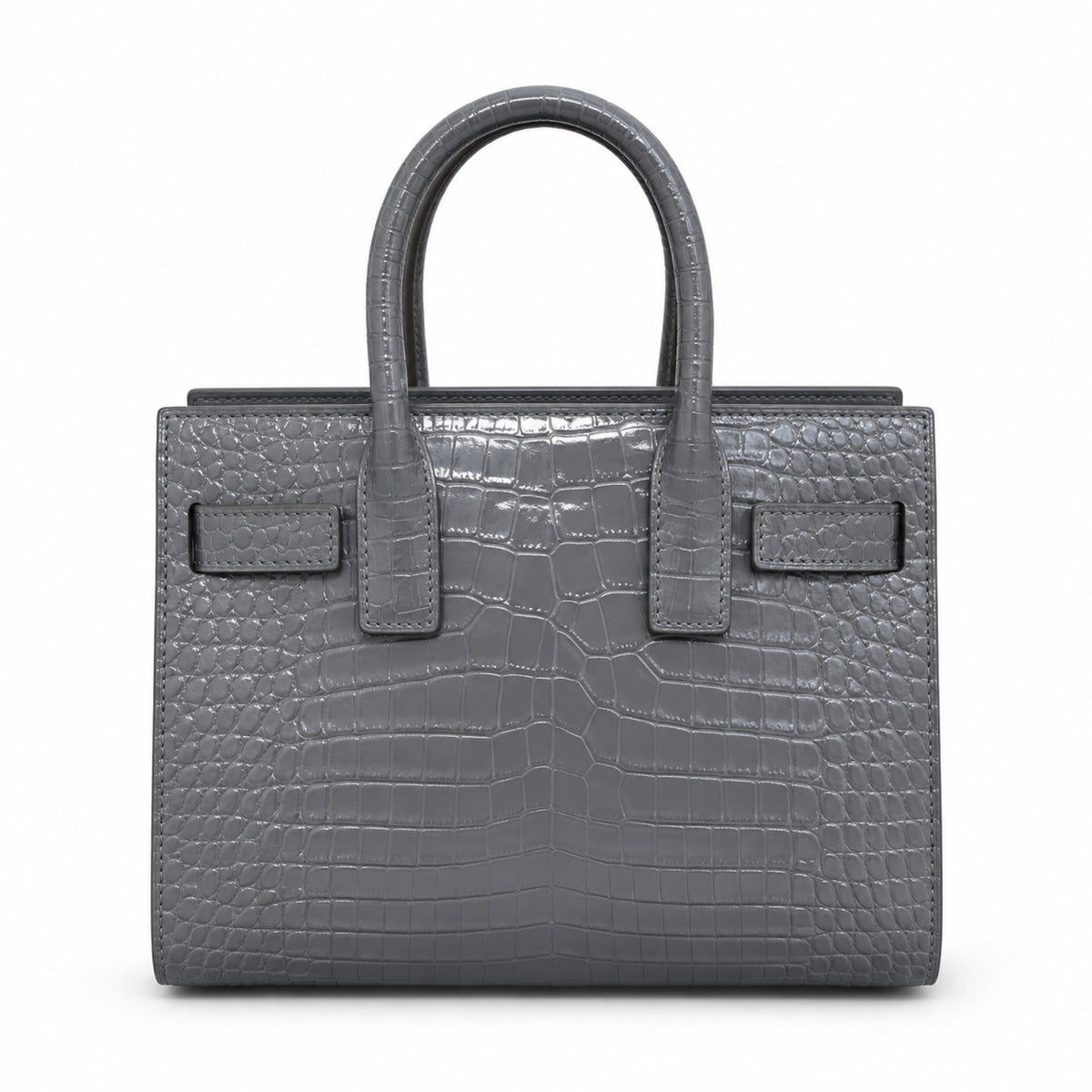 YSL Sac de Jour Baby Bag – Grey Croc-Embossed Leather