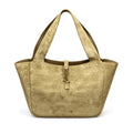 YSL Le 5 à 7 Tote Bag Desert Khaki Suede Gold Monogram Saint Laurent