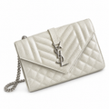Saint Laurent YSL Envelope Bag – Pearl White Silver
