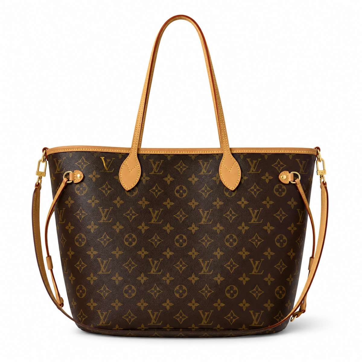 Louis Vuitton Neverfull MM Monogram Canvas Tote Bag with Vachetta Leather Trim