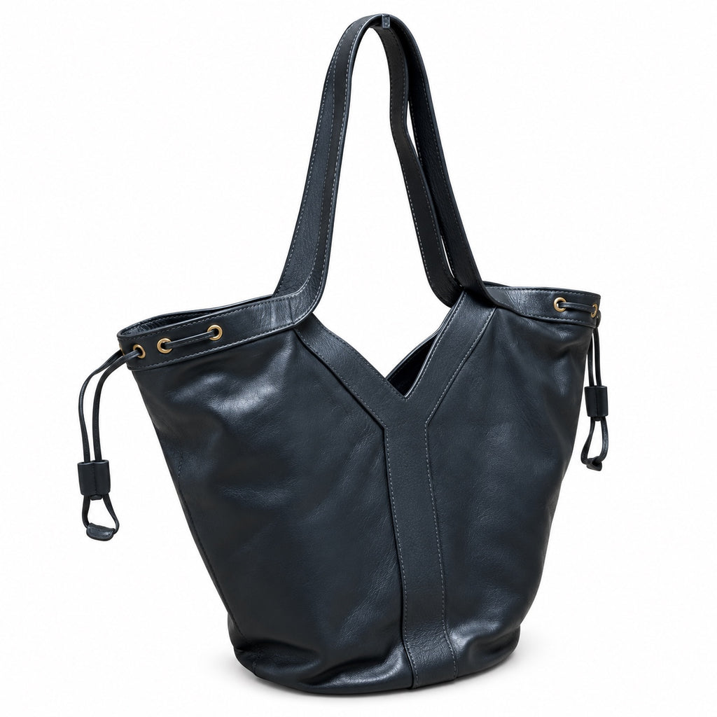 YSL Yslide Tote Bag – Black Leather