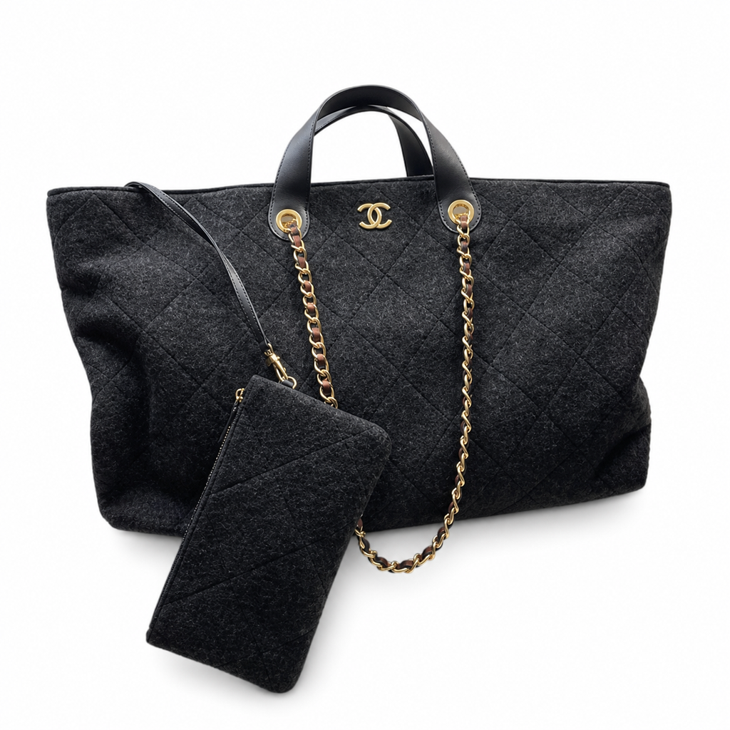 Chanel Large Quilted CC Tote Bag | Chain Handles — 60cm