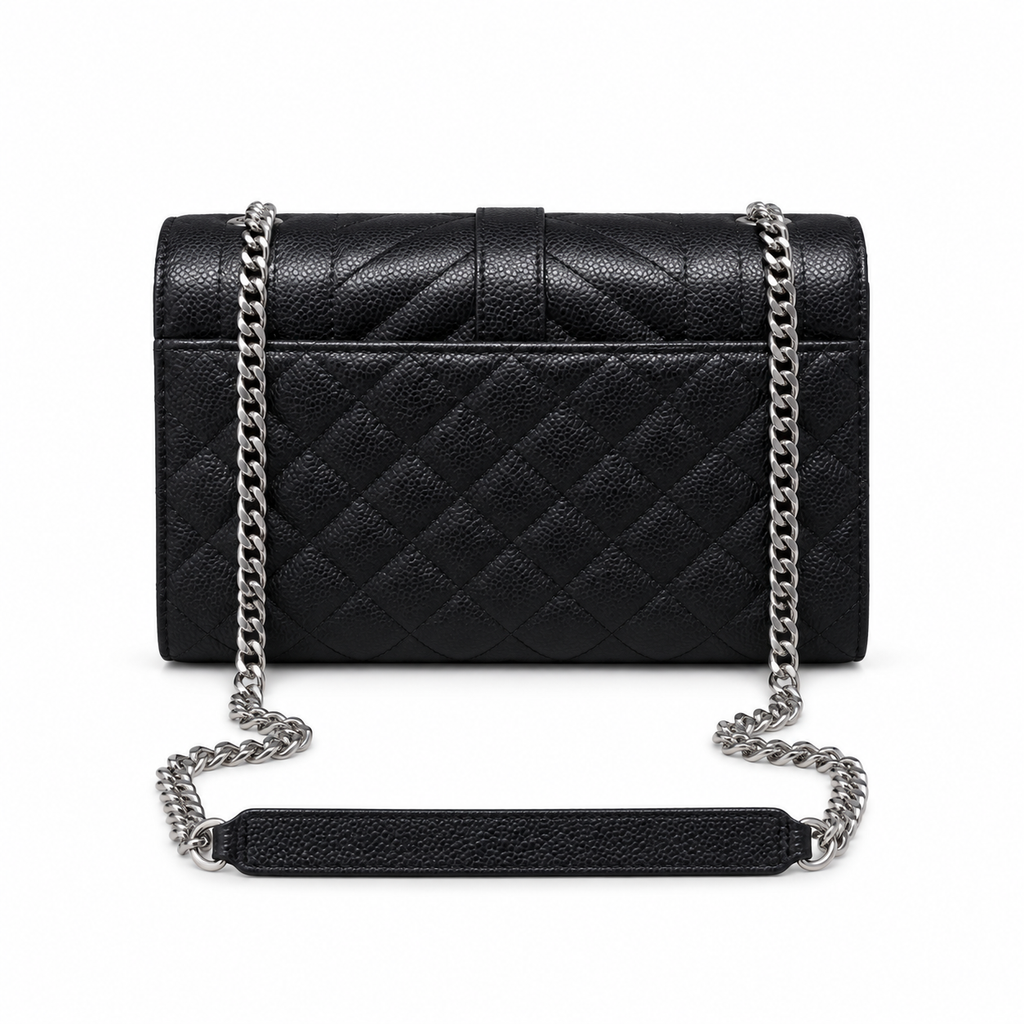 Saint Laurent YSL Envelope Bag – Black Silver