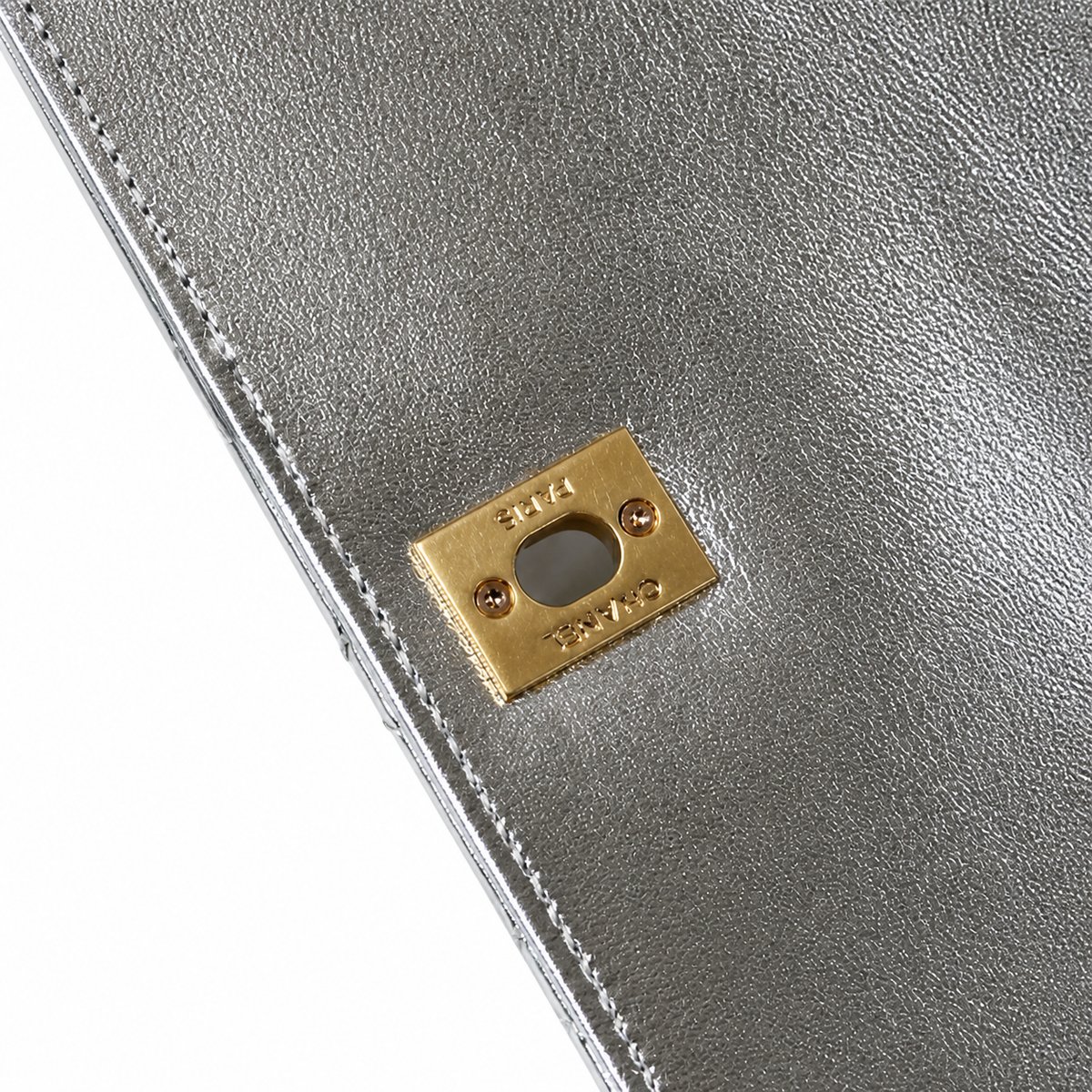 Chanel Silver Quilted Lambskin Mini Flap | Jeweled Gold Handle & Ruby Gemstone — 19cm