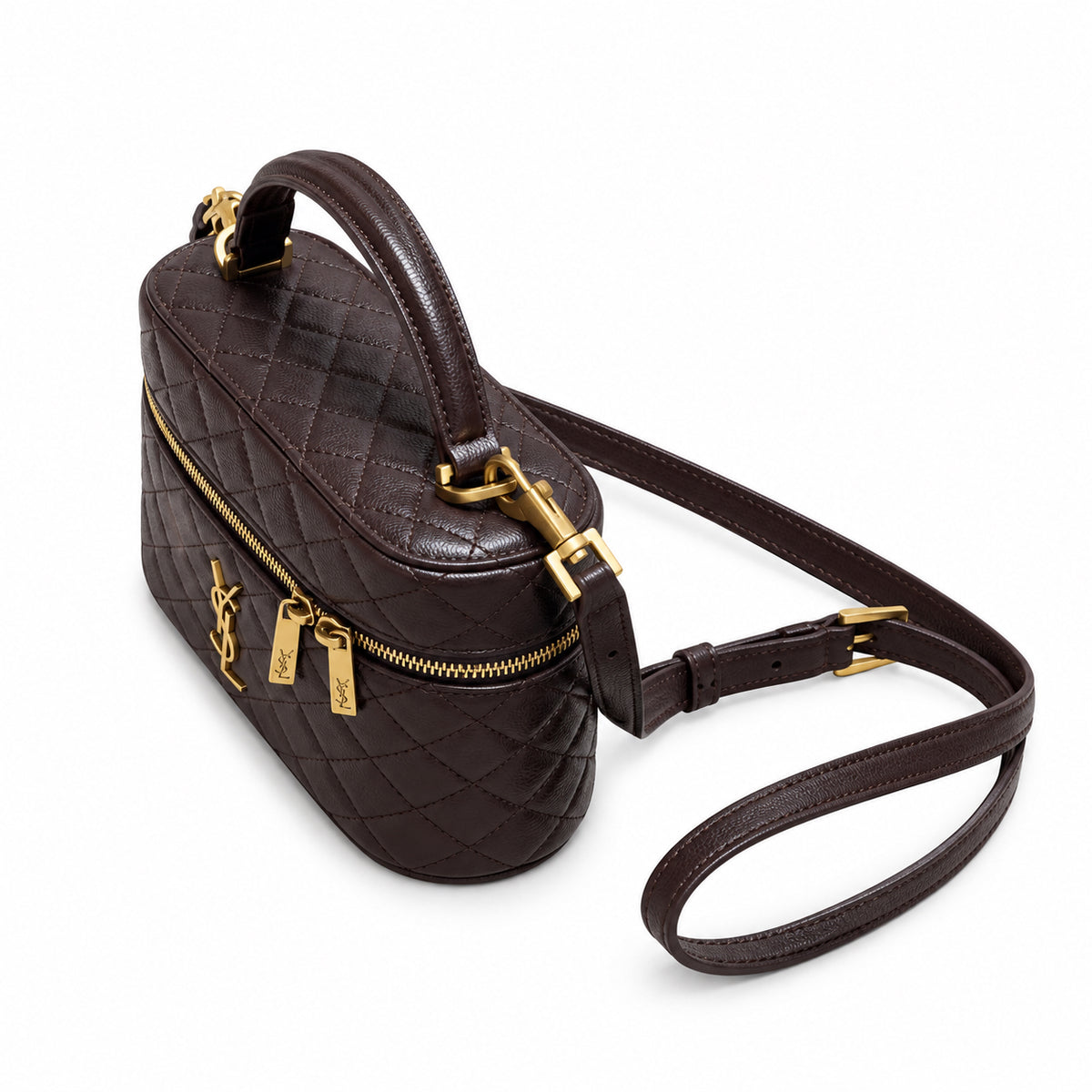 YSL Gaby Vanity Bag – Dark Brown Quilted Leather