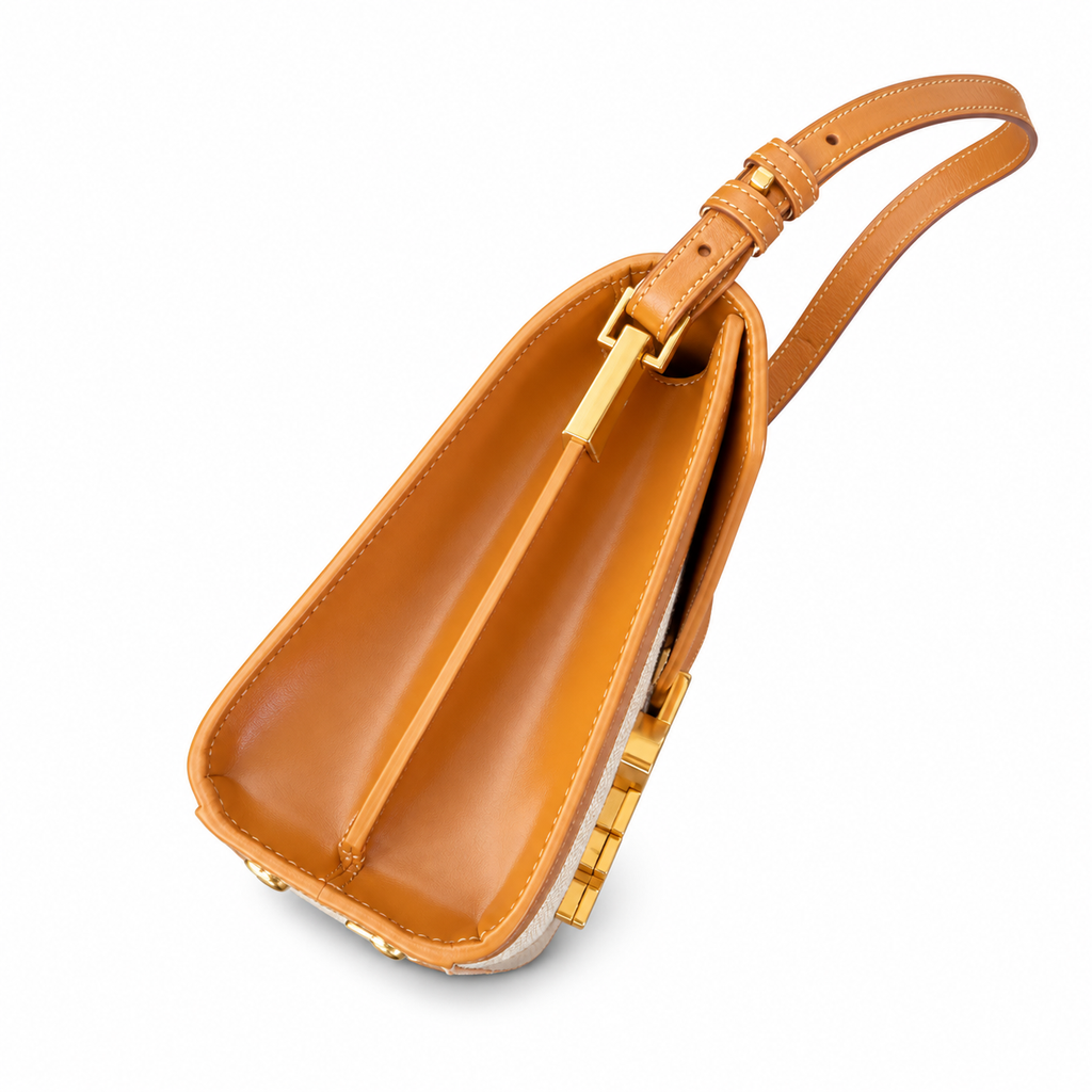 Saint Laurent YSL Cassandre Mini – Canvas Tan Gold