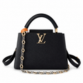 Louis Vuitton Capucines Mini Black Taurillon Leather Bag - Front View