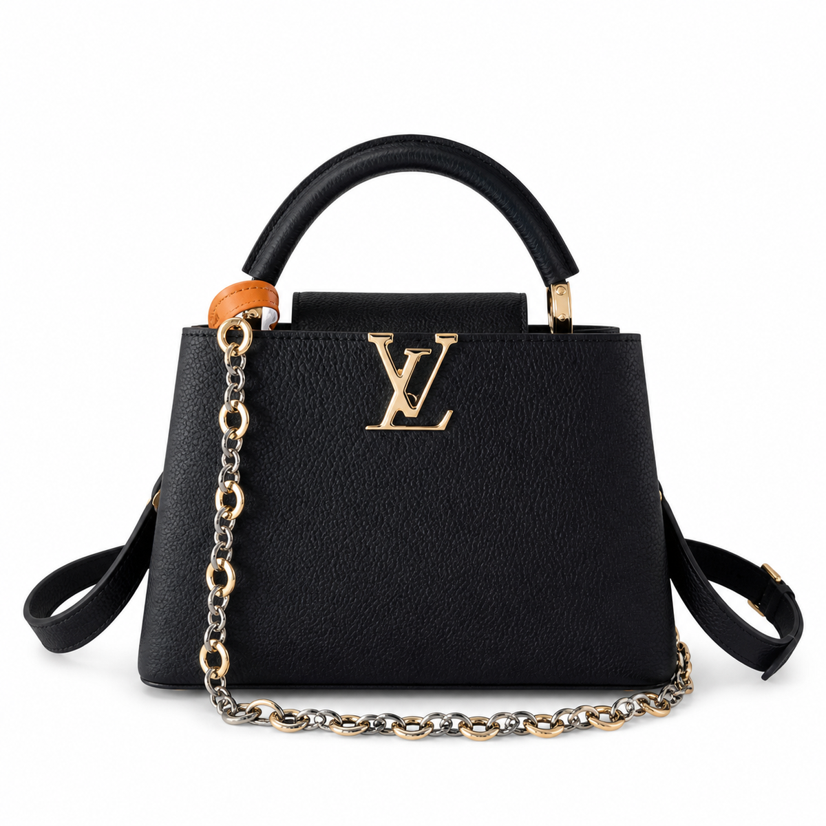 Louis Vuitton Capucines Mini Black Taurillon Leather Bag - Front View