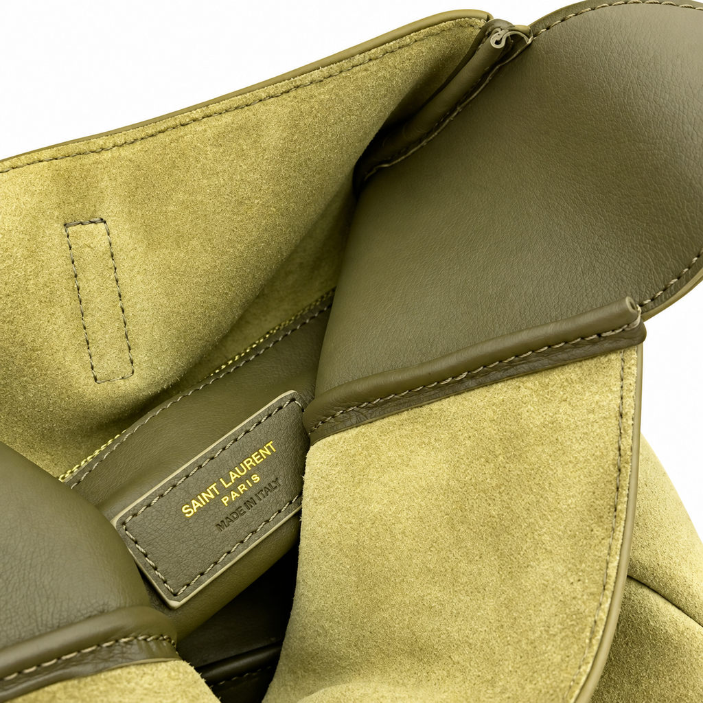 Saint Laurent YSL Le 5 à 7 Hobo – Sage Suede Gold