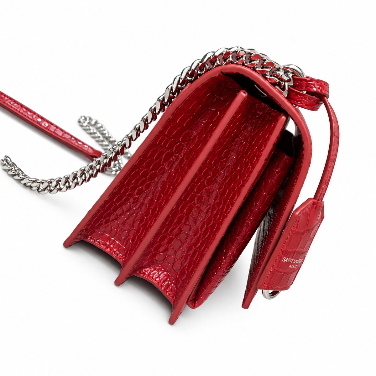 YSL Sunset Medium Bag Red Croc