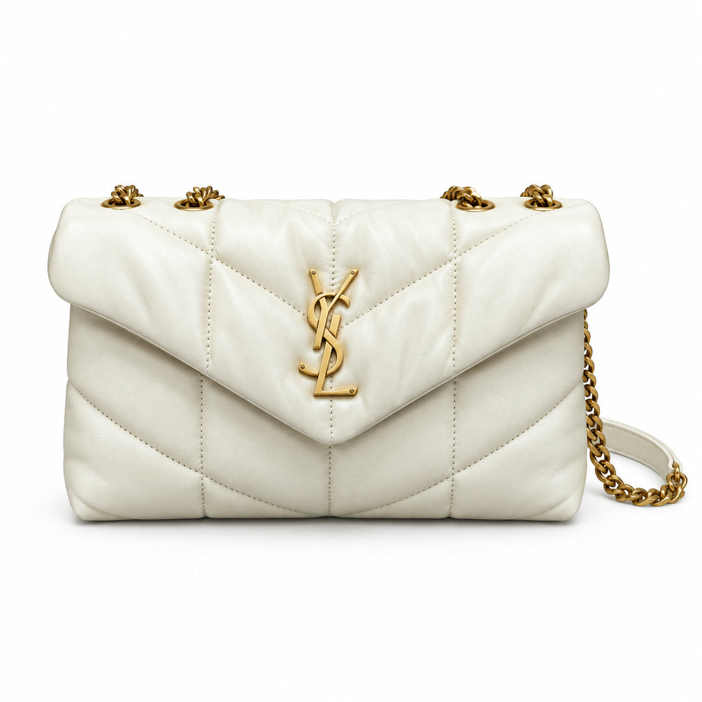 Saint Laurent YSL Loulou Puffer Bag – Cream Gold