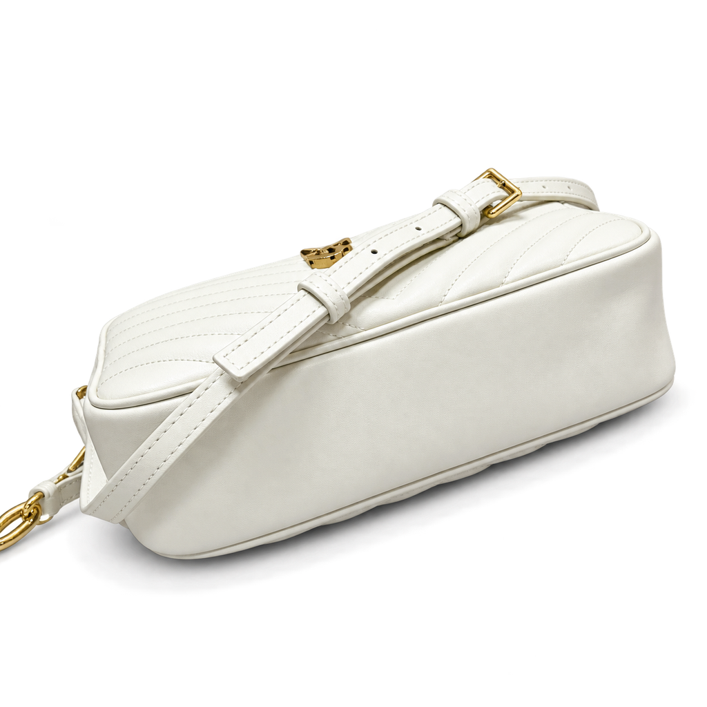 Saint Laurent YSL Lou Large Camera Bag – White Gold