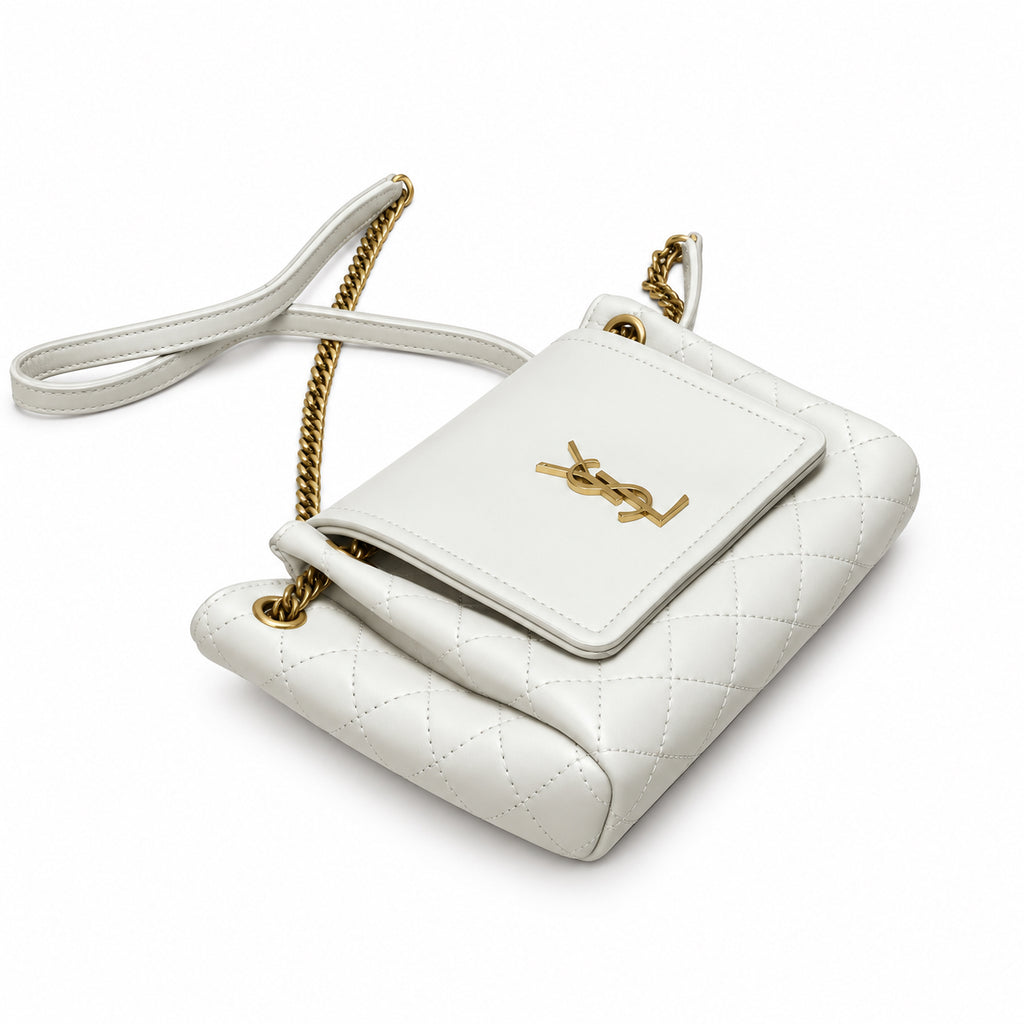 Saint Laurent Nolita Quilted Chain Bag in White
