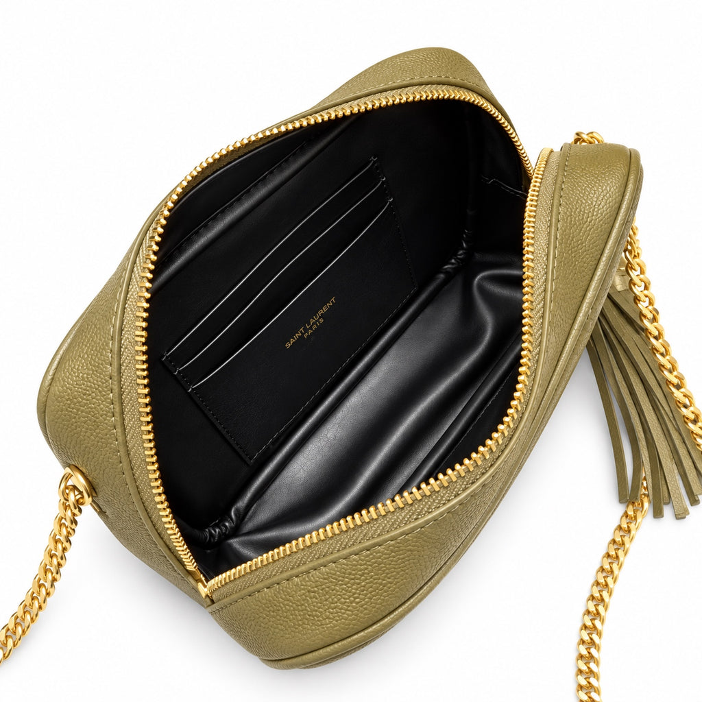 YSL Saint Laurent Lou Camera Bag in Khaki Matelassé Leather