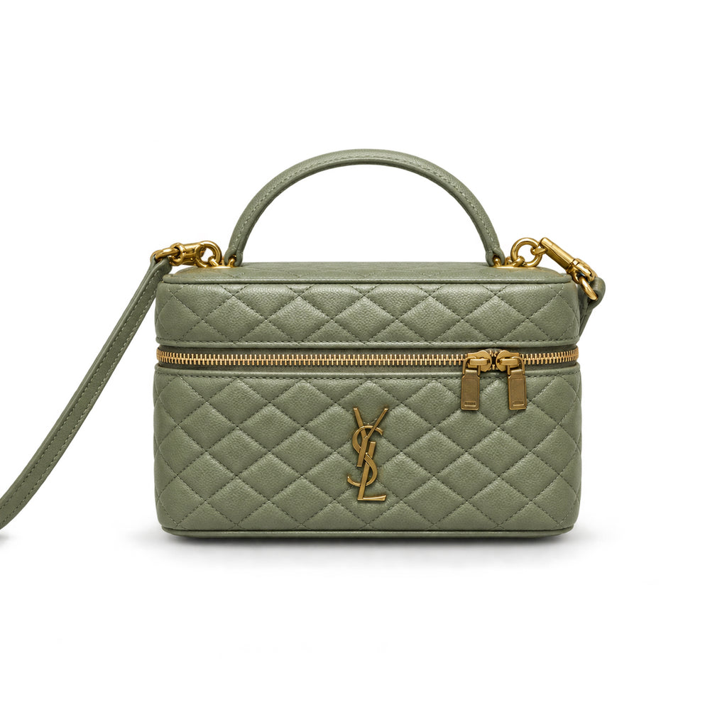 YSL Gaby Vanity Bag Olive Green Quilted Leather Saint Laurent