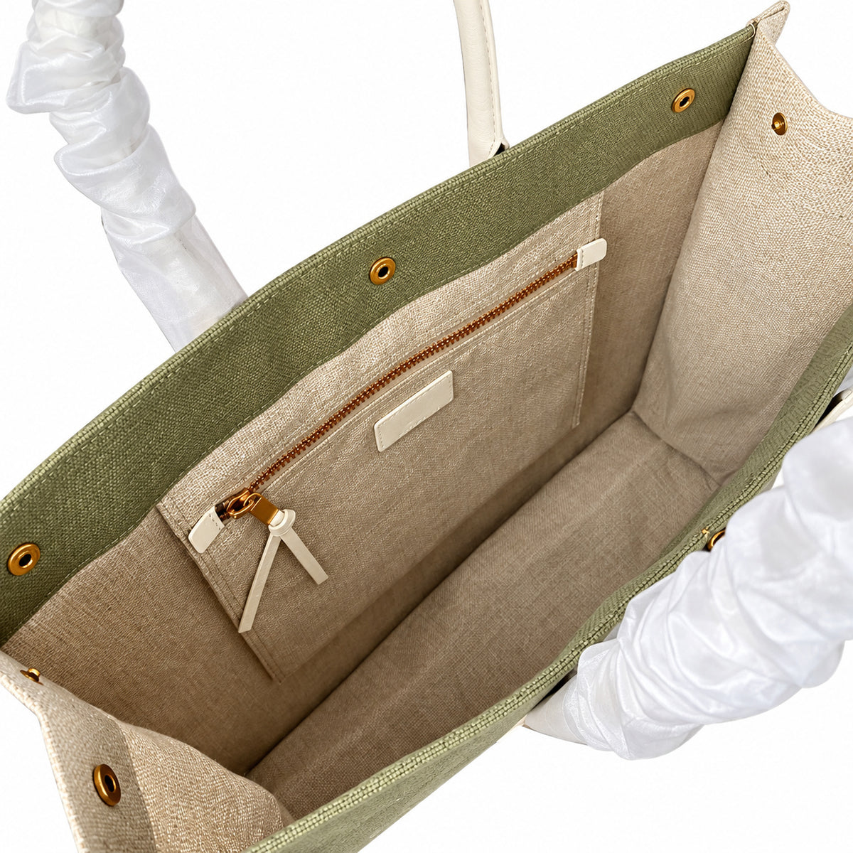 Saint Laurent Rive Gauche Tote – Khaki Cream
