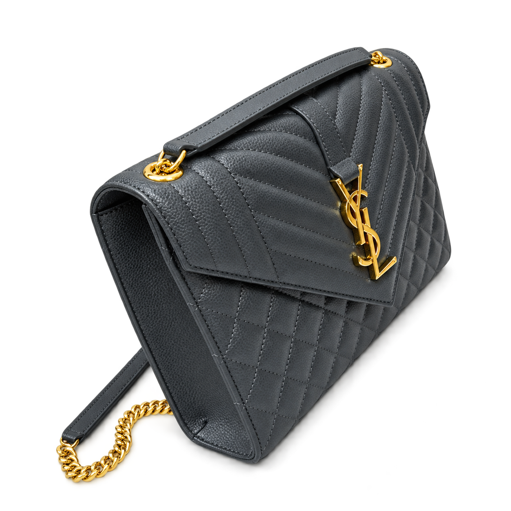Saint Laurent YSL College Medium – Storm Grey Gold