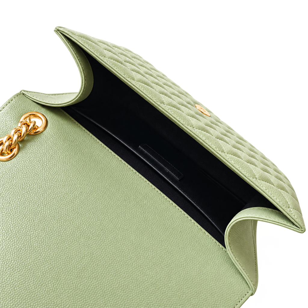 Saint Laurent YSL College Medium – Sage Green Gold