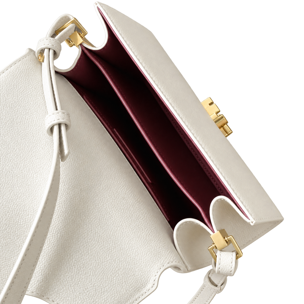 Saint Laurent Cassandra Mini – White Textured Leather