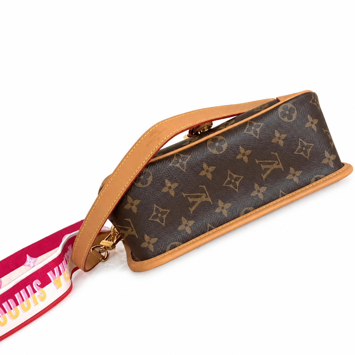 Louis Vuitton Diane Monogram Canvas Flap Bag Pink Floral Strap