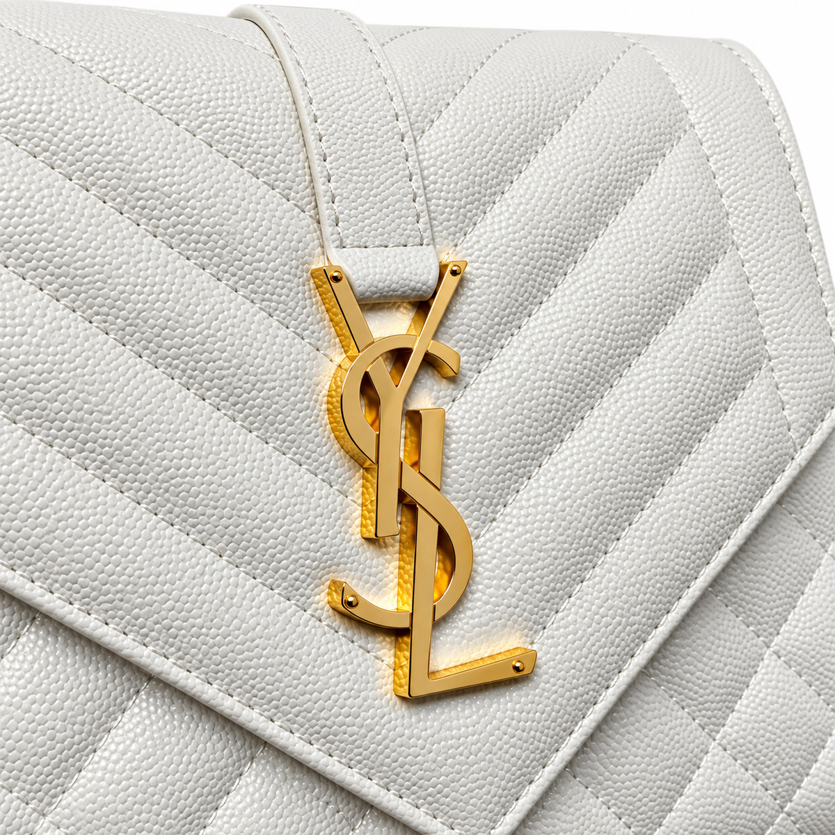 Saint Laurent YSL Envelope Bag – White Gold Chain