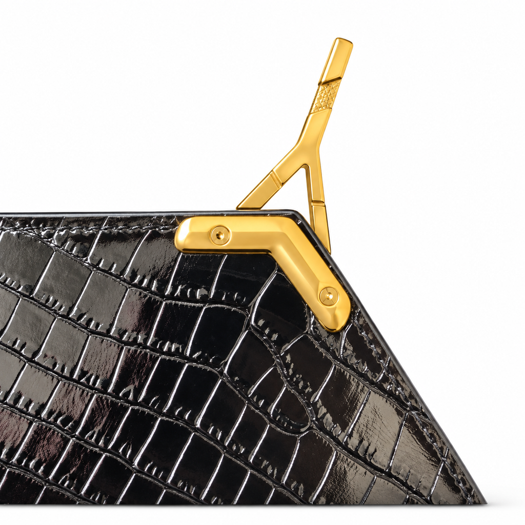 Saint Laurent YSL Cassandre Top Handle Bag – Black Croc