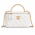 Chanel Ivory Quilted Vanity Case Chain Crossbody Bag