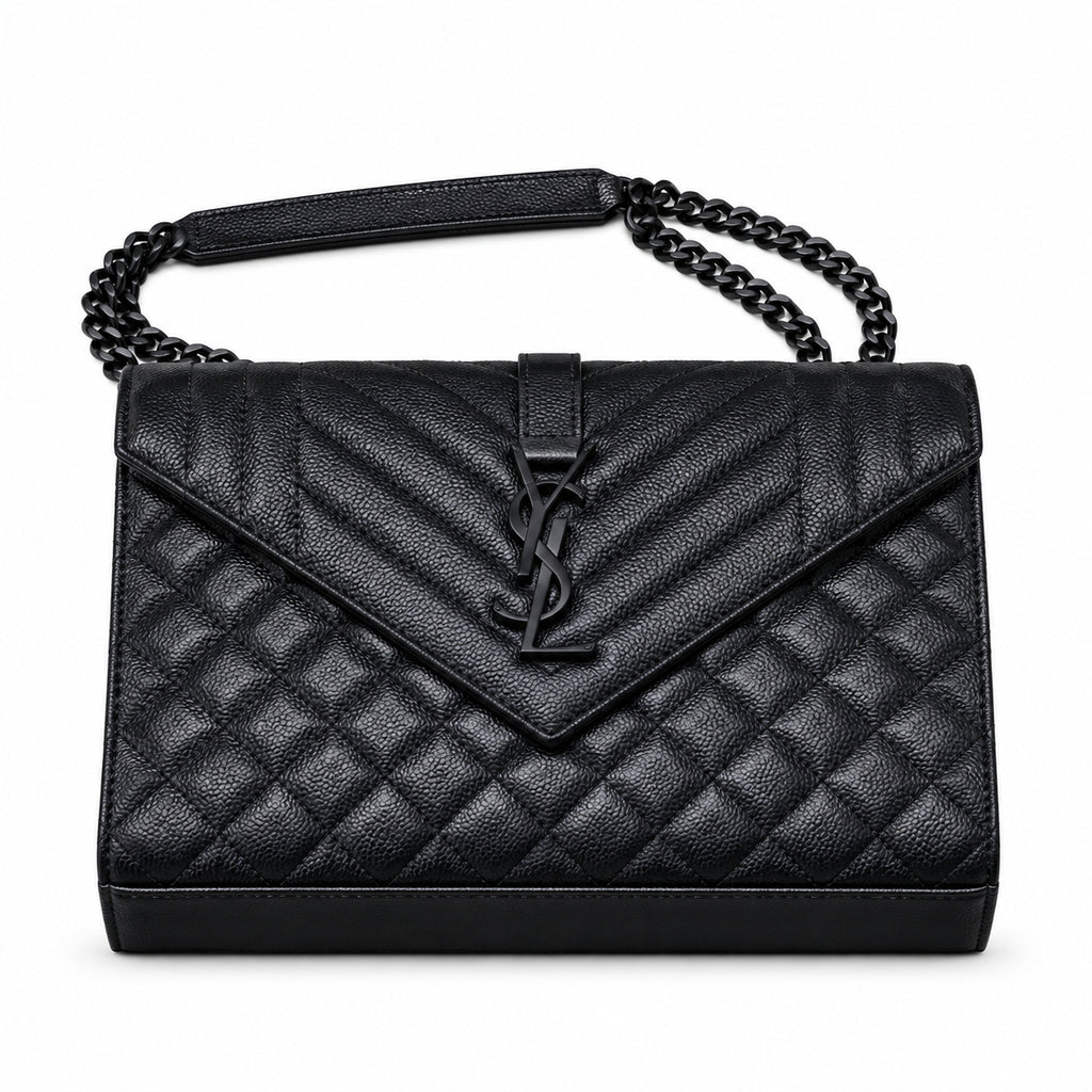 Saint Laurent YSL Envelope Medium – Black on Black