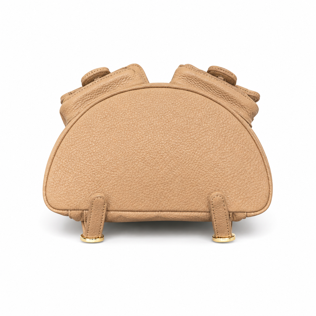 Chanel Duma Suede Quilted Backpack | CC Turn-Lock Gold Chain Camel Beige — 20.5x20cm