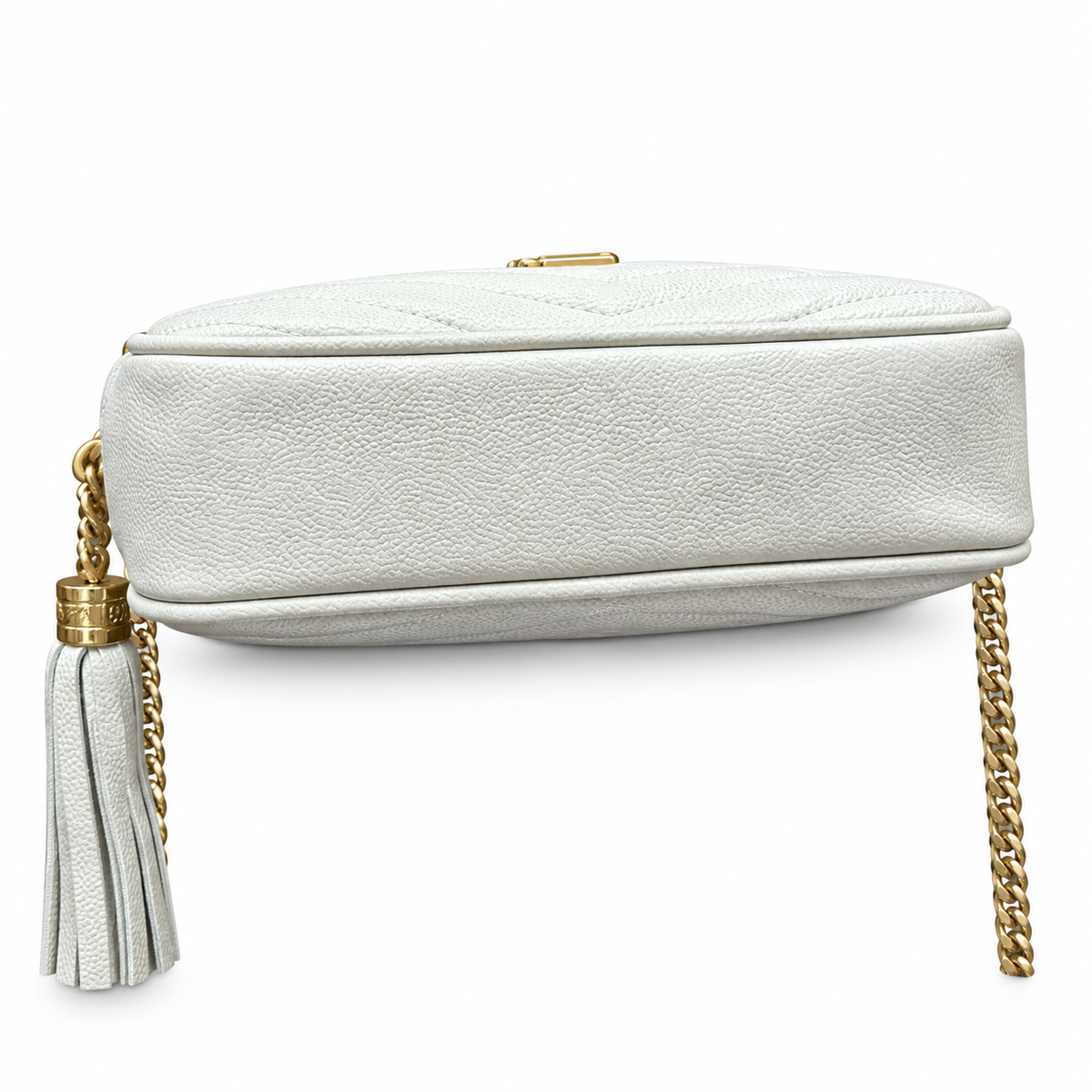 Saint Laurent YSL Lou Mini Camera Bag – White Gold
